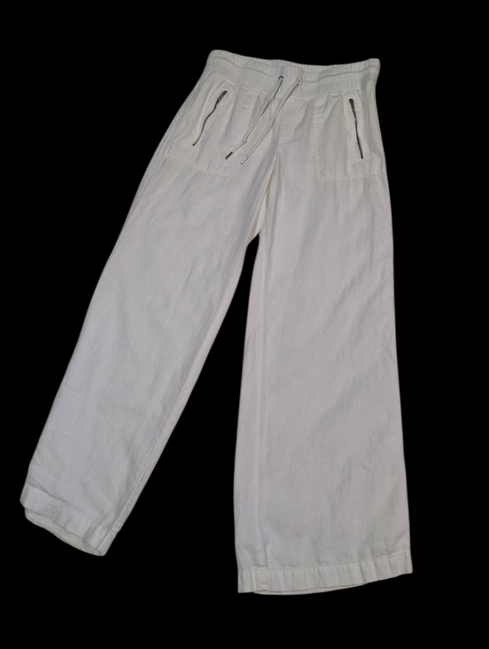 Athleta Cabo Linen Wide Leg Pull-On White Comfy Pants Style 447244  Women Size 6 - Picture 3 of 16